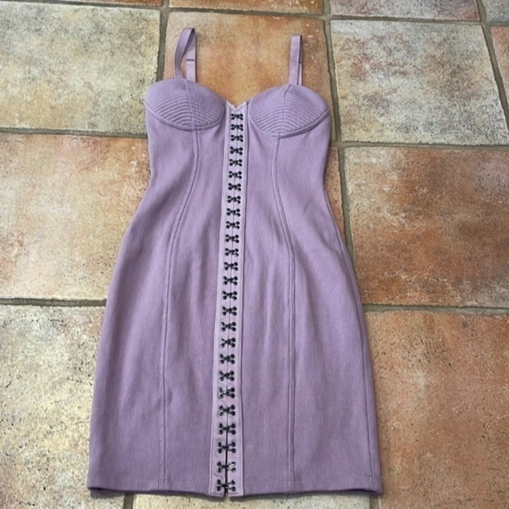Ronny Kobo Corset front style bodycon mini dress in purple
